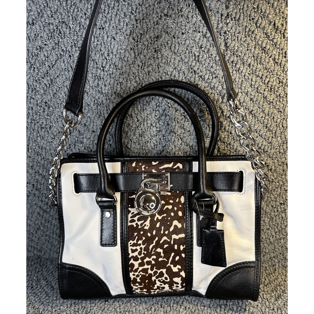 Michael Kors Hamilton Cowhide Leather Handbag Purse READ - Picture 2 of 15